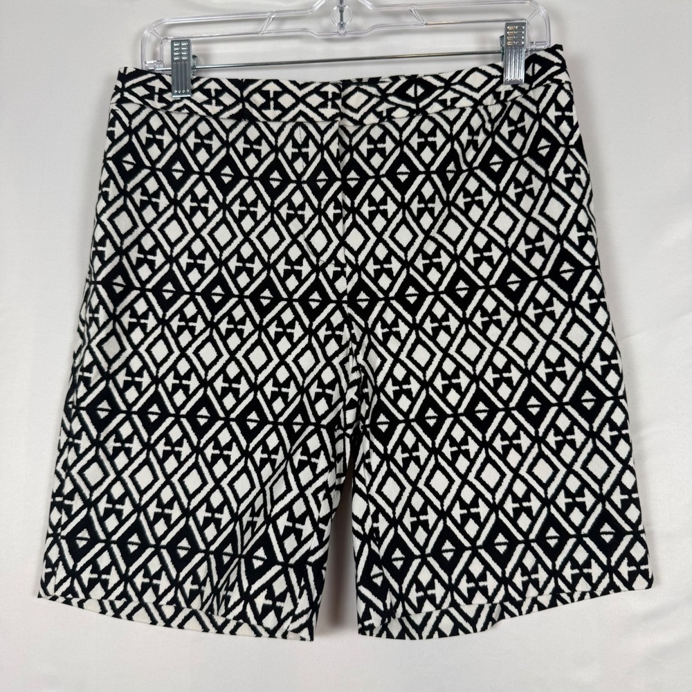 Mario Serran ITALY Womens 4 Geometric Print Bermuda Shorts Black White